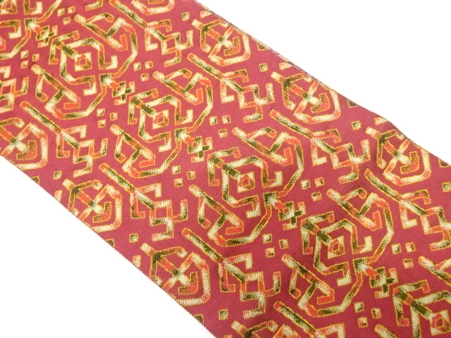 JAPANESE KIMONO / ANTIQUE NAGOYA OBI / WOVEN ABSTRACT PATTERN